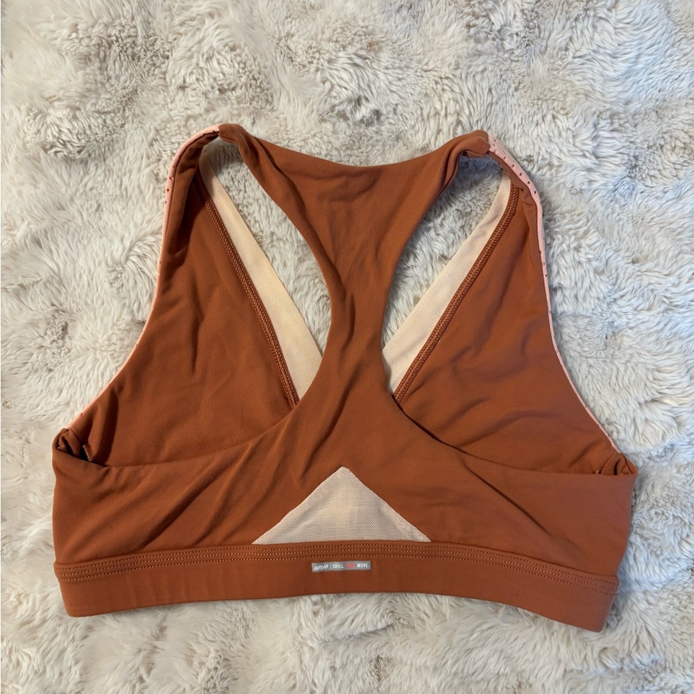 Aerie Pink and Brown Perforated Sports Bra - Picture 4 of 5